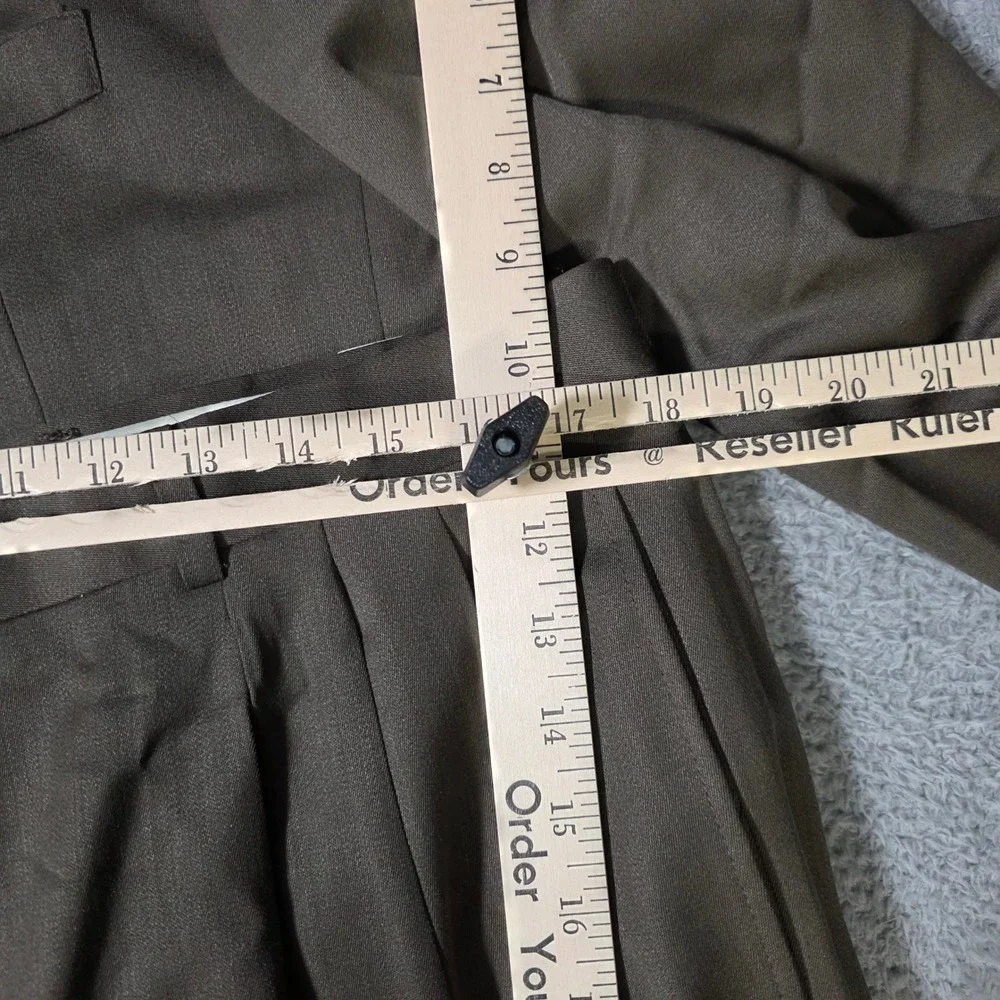 Jones New York Mens 44R 36W Suit Set Olive Brown Double Breasted Wool Pleated